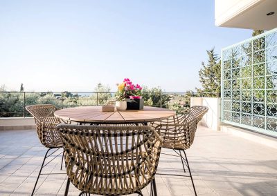 Private swimming pool at exclusive Lefkada villa with panoramic sunset terrace