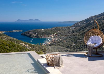 Premium outdoor infinity pool with sunrise sea views in Lefkada