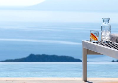 Premium outdoor infinity pool with sunrise sea views in Lefkada