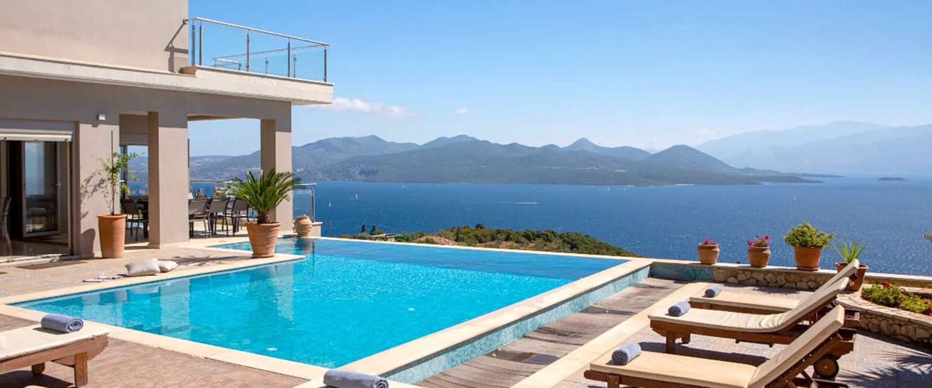 Romantic sunset evening by the infinity pool