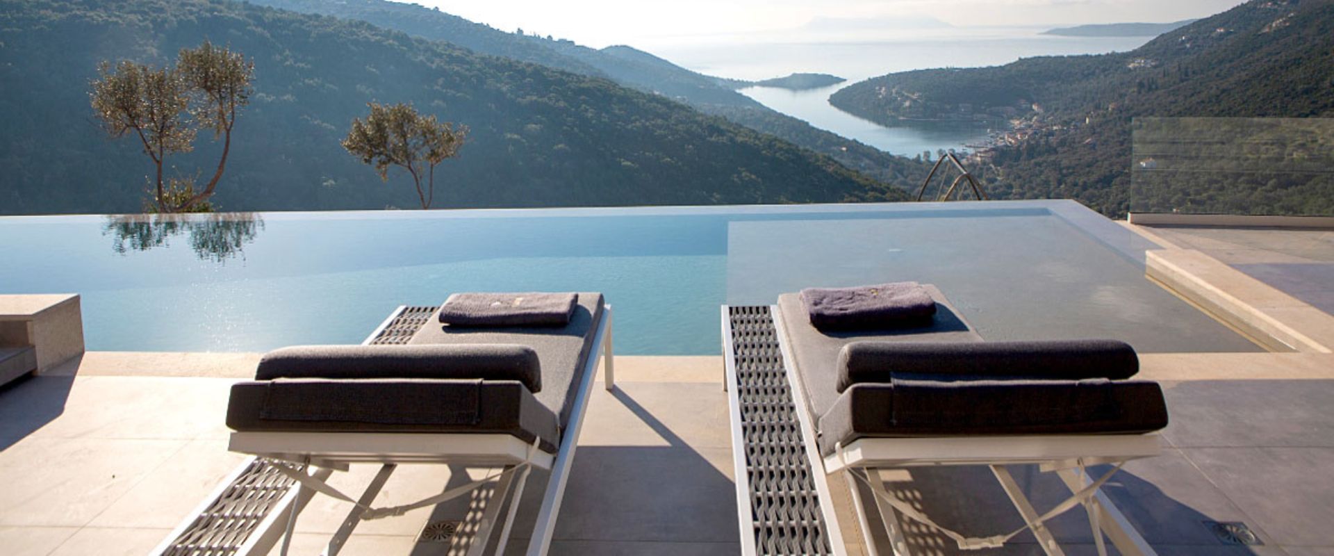 Romantic sunset evening by the infinity pool