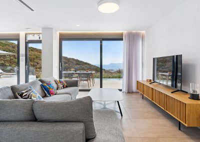 Premium indoor lounge with minimalist décor in Ammousa luxury villa