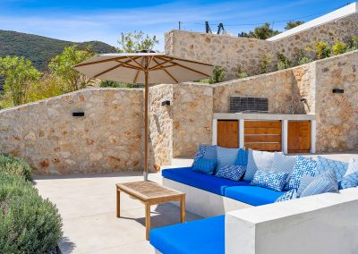 Private sea view pool with sunset reflections in Lefkada luxury villa