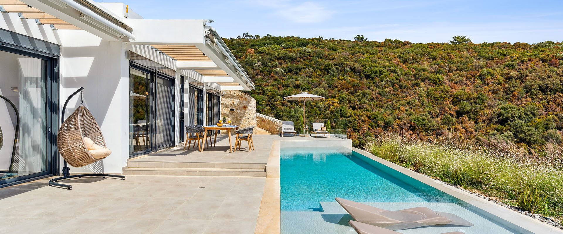 Villa Lilaea exterior with private pool and sea view