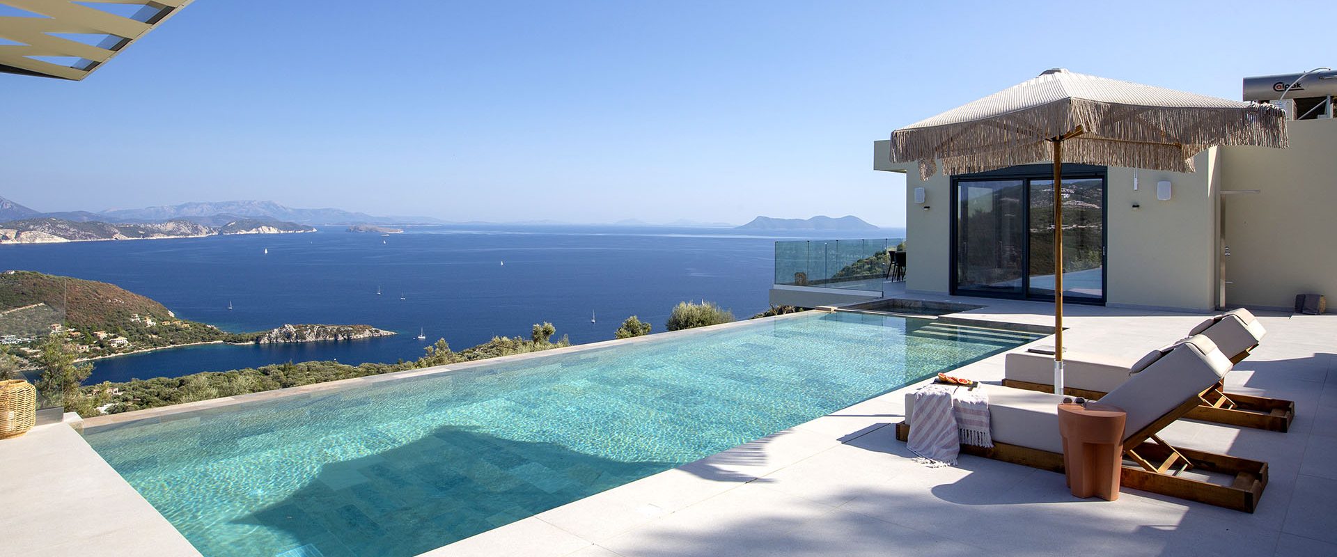 Elevated sea view villa in Lefkada with infinity pool and alfresco lounge