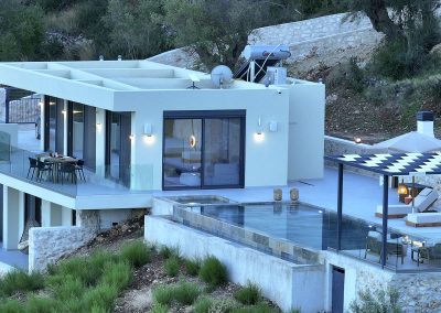 Modern seafront villa in Lefkada surrounded by Mediterranean landscape