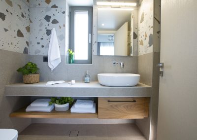 Refined living space in Nydri villa with modern furnishings and island elegance
