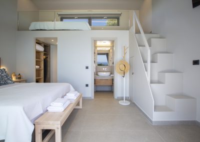 Refined living space in Nydri villa with modern furnishings and island elegance