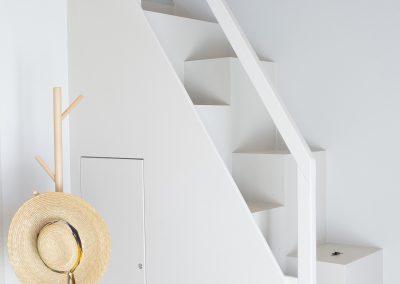 Luxury villa staircase and hallway with architectural lighting in Lefkada