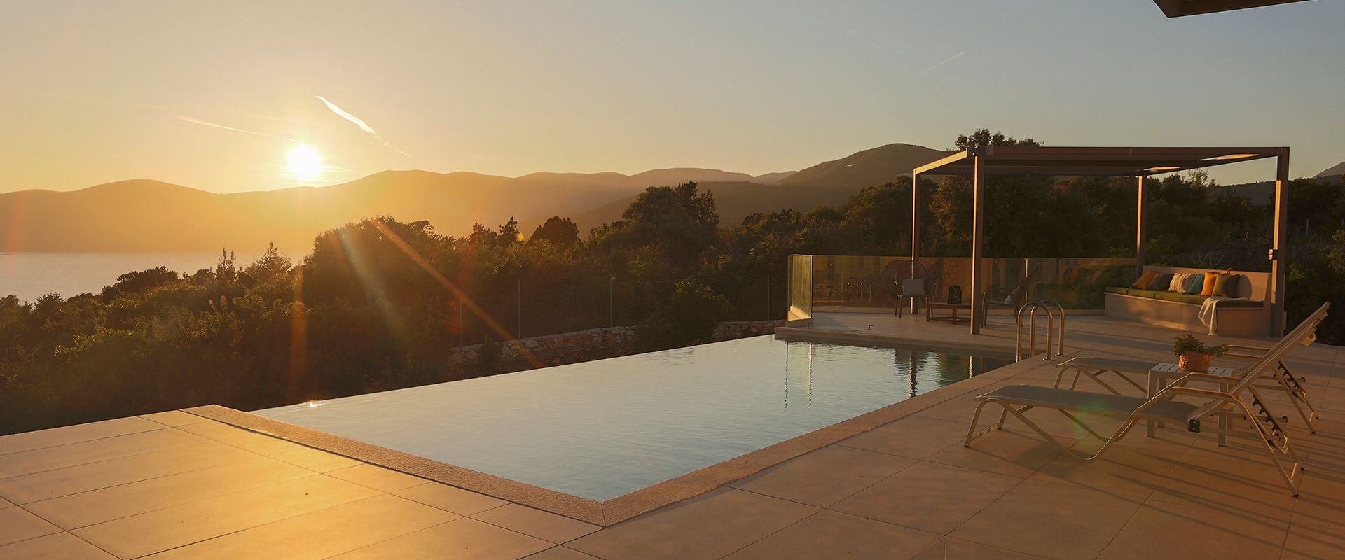 Private luxury accommodation in Lefkada with outdoor lounge area