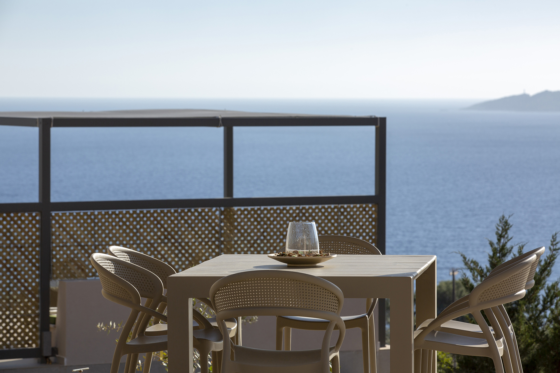 Ionian Sea sunrise from private luxury villa terrace in Lefkada