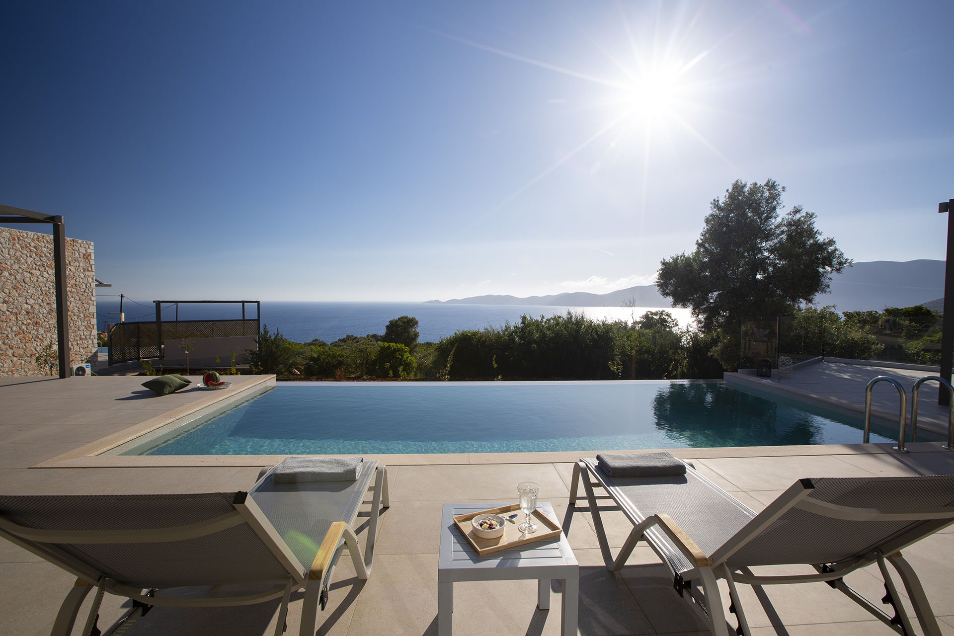 Infinity pool with sea view at luxury villa in Lefkada