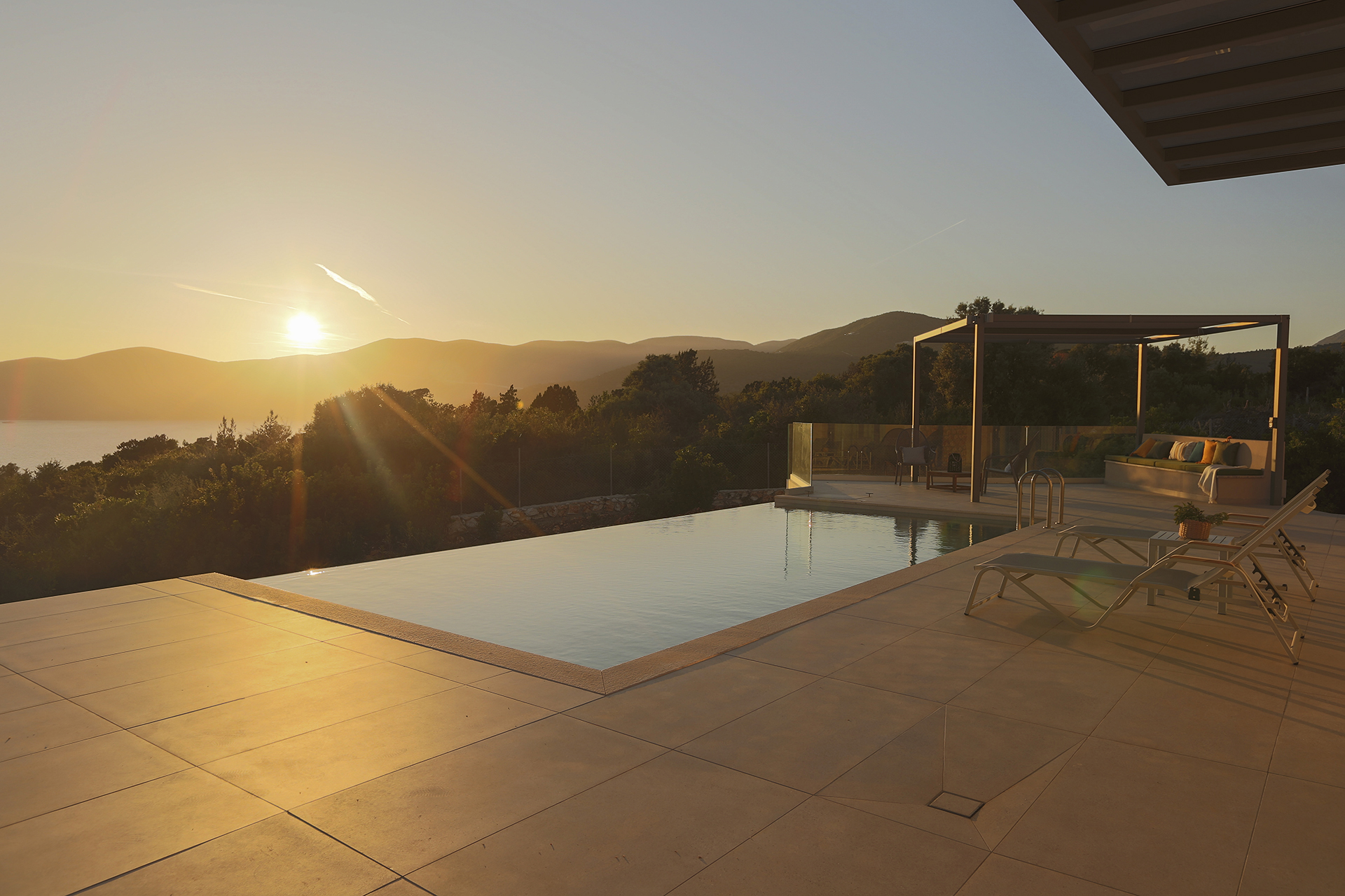 Infinity pool with sea view at luxury villa in Lefkada