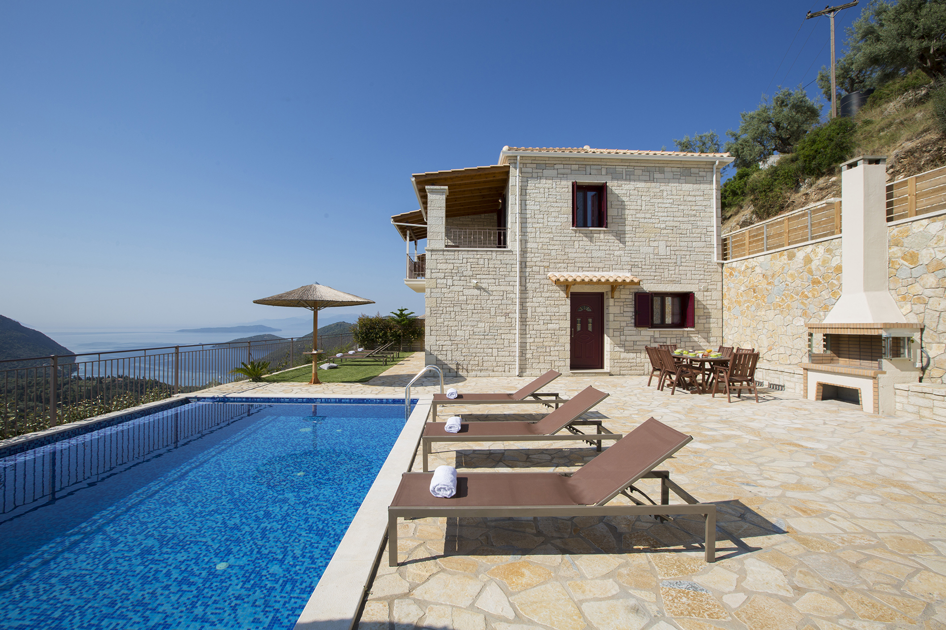 Infinity pool with sea view at luxury villa in Lefkada