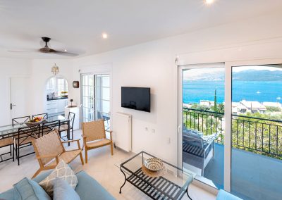 Sophisticated indoor sitting area in premium Lefkada private villa