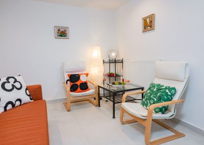 Luxury villa bedroom with sea-facing balcony in Lefkada