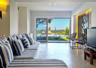 caza azul agios Nikitas living room sea view