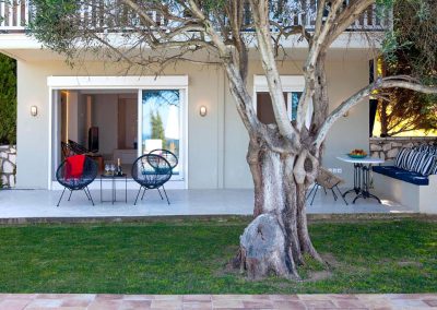 caza azul agios Nikitas seating outside garden