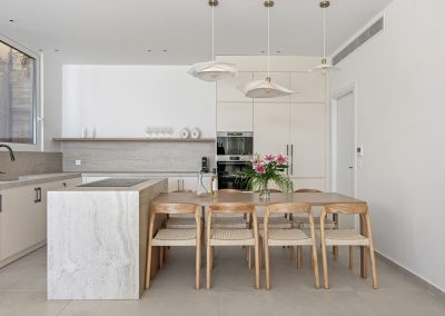 Contemporary kitchen living space at Villa Mia Rose in Amousa with modern appliances and refined decor