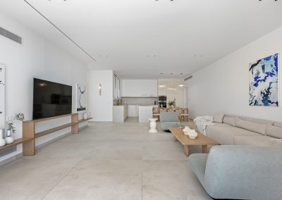 Stylish living room at Villa Mia Rose featuring modern furnishings and stunning sea views in Lefkada