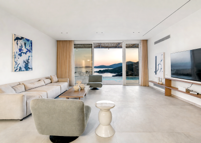 Private luxury villa in Ammousa with panoramic sea view terrace and elegant outdoor design