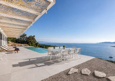 Villa Mia Rose pool area designed for relaxing moments above the Ionian Sea