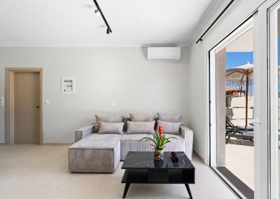 Stylish living area at Villa Margarita designed for up to four guests